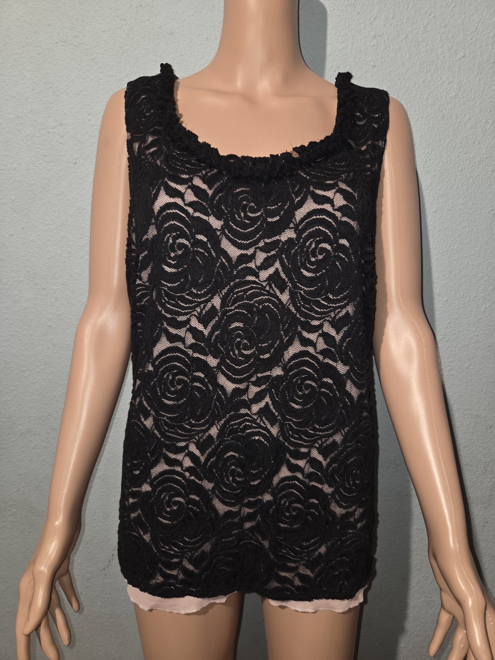 Kathleen Kirkwood Black Lace with Nude Lining Tank